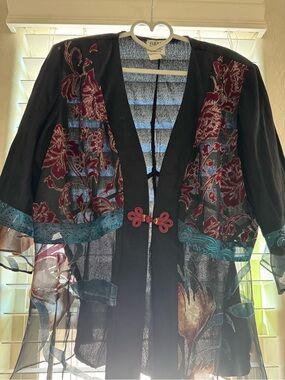 R&M Richards sheer mixed-media kimono